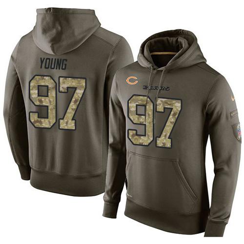NFL Men's Nike Chicago Bears #97 Willie Young Stitched Green Olive Salute To Service KO Performance Hoodie